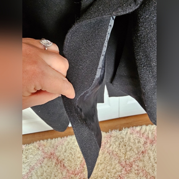 Harve Benard Classic Black Long Wool Pea Coat - Picture 3 of 3